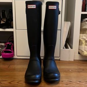 Matte Black Tall Hunter Rain Boots